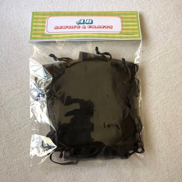 Black Chiffon mini Gift Bags.  3" x 31/2".  Bag of 12