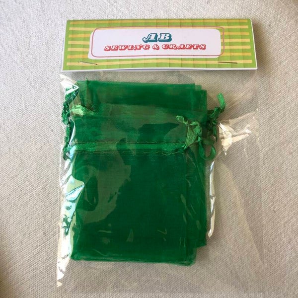 Green Chiffon mini bags 3" x 3 1/2"  Bag of 9