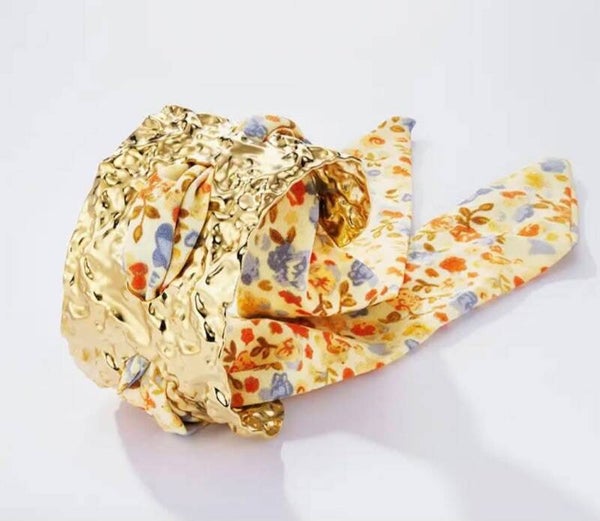 Bracelet manchette foulard jaune