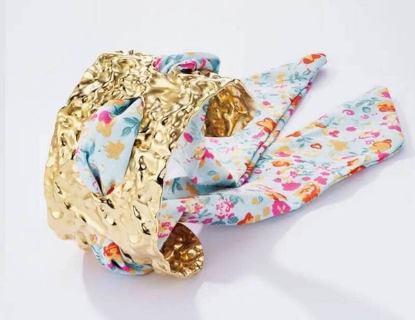 Bracelet manchette foulard bleu