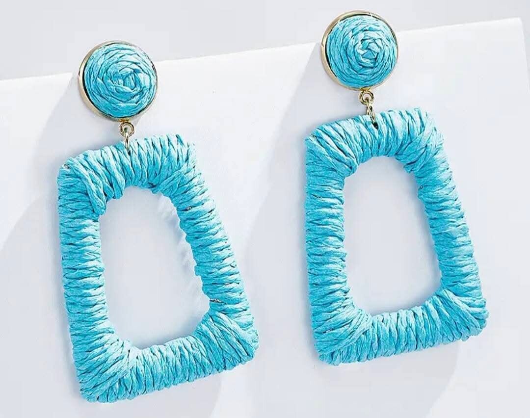 Boucles raphia bleu