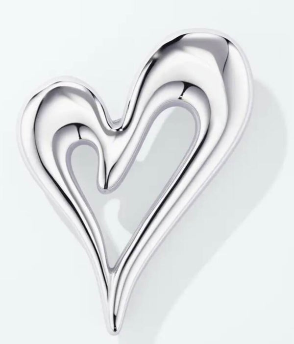 Broche coeur argenté