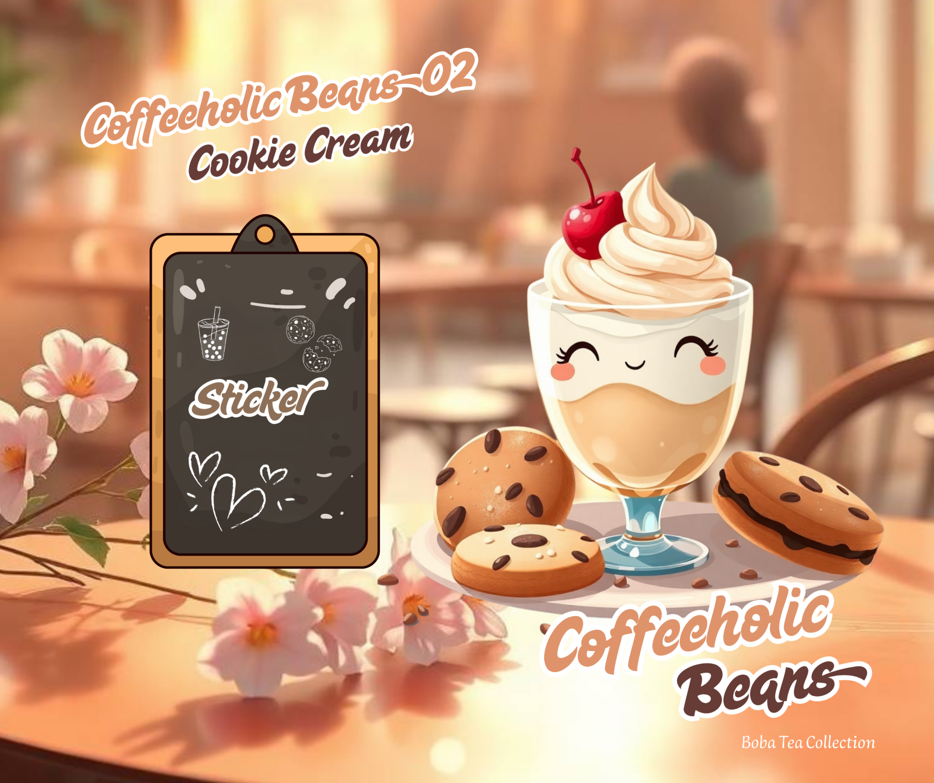 Sticker Coffeeholic Beans 02 Cookie Cream