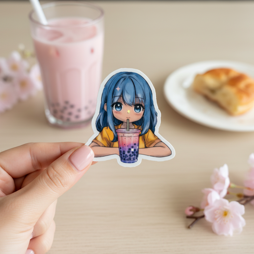 Sticker „Yuki – Bubble Tea Mädchen“