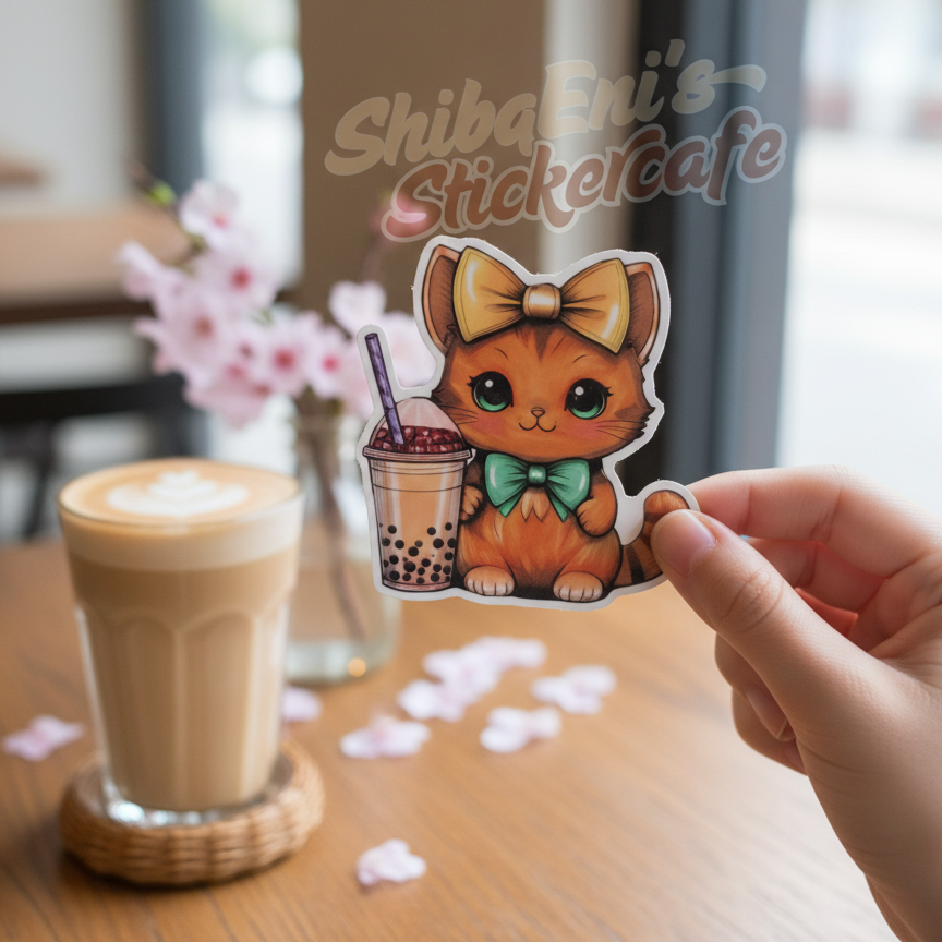 Sticker Bubble Tea Cat