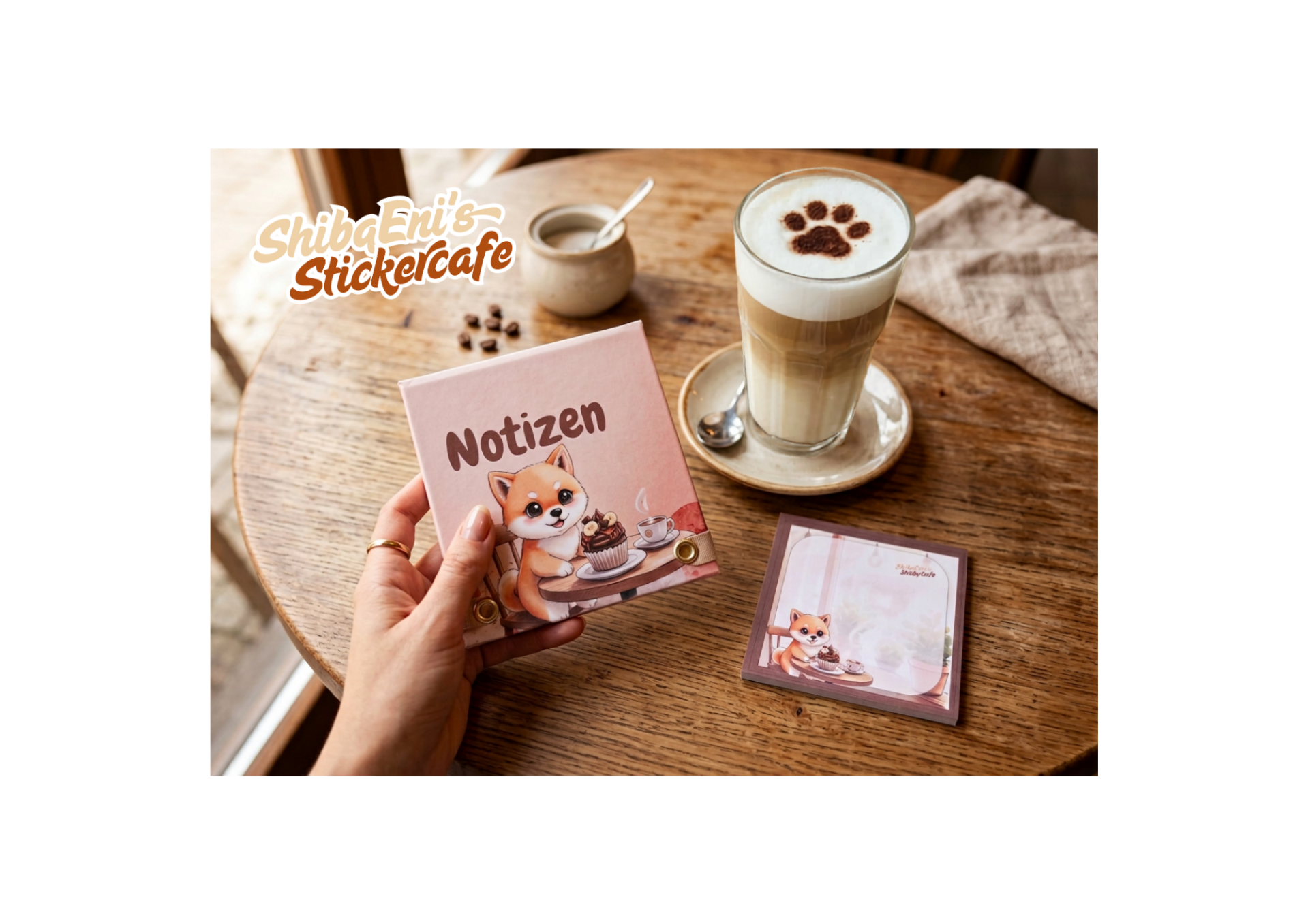 ShibaNotes – Cozy Café Set | Hardcover Notizblock Set mit Zusatzblock