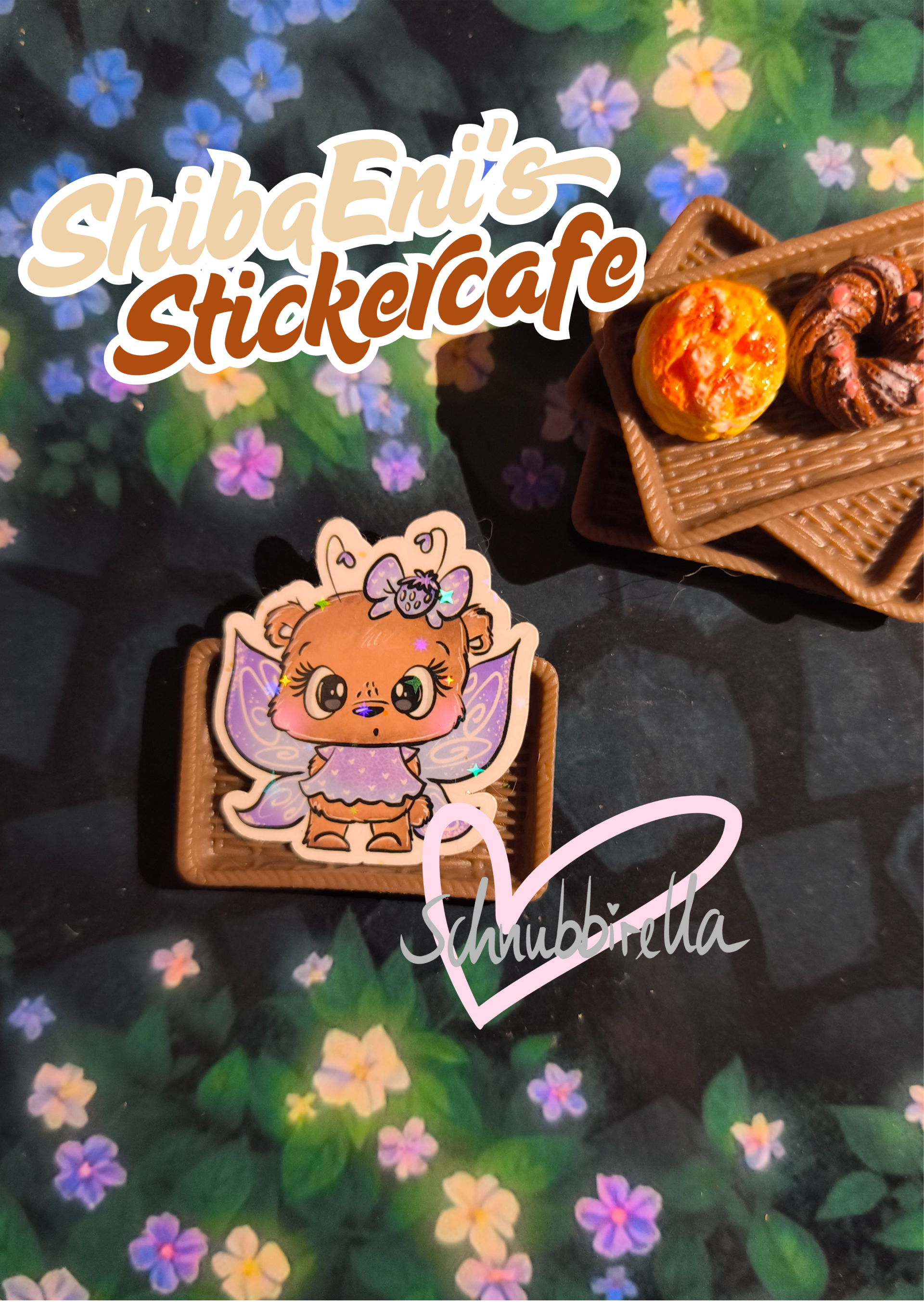 Erdbeer Bär Lila – Glitzer & Classic Edition 🍓💜 Sticker Design by ShibaEni's Sticker Café   Illustration von Schnubbirella