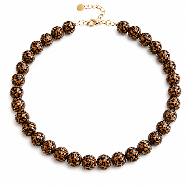 Natuurstenen kralenketting leopard