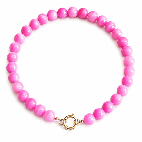 Natuurstenen kralenketting roze