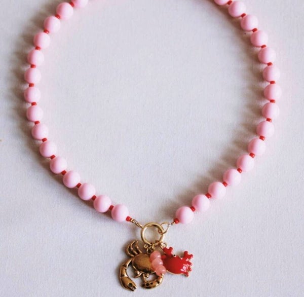 Kralen ketting met miyuki's - lichtblauw/geel