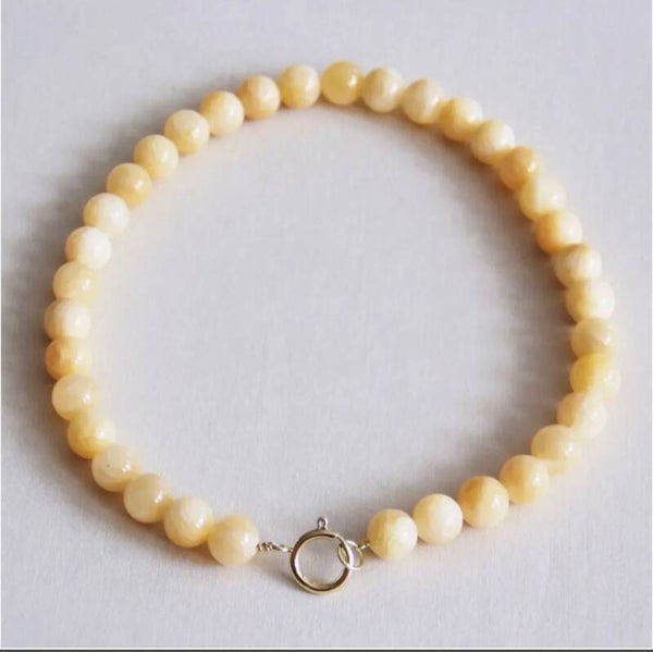 Gele kralen ketting van natuursteen XL met hanger hart