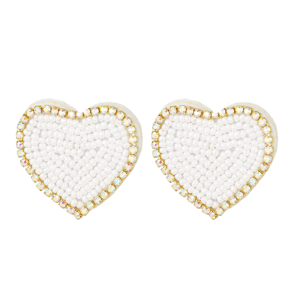 Heart oorbellen wit