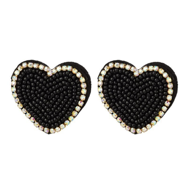 Heart oorbellen zwart