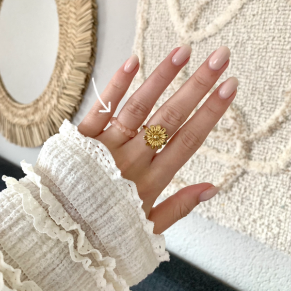Roze kralen ring