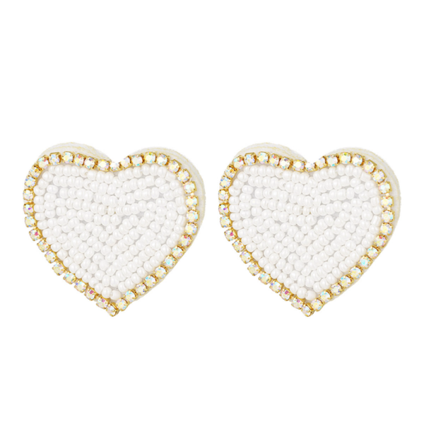 Heart oorbellen wit