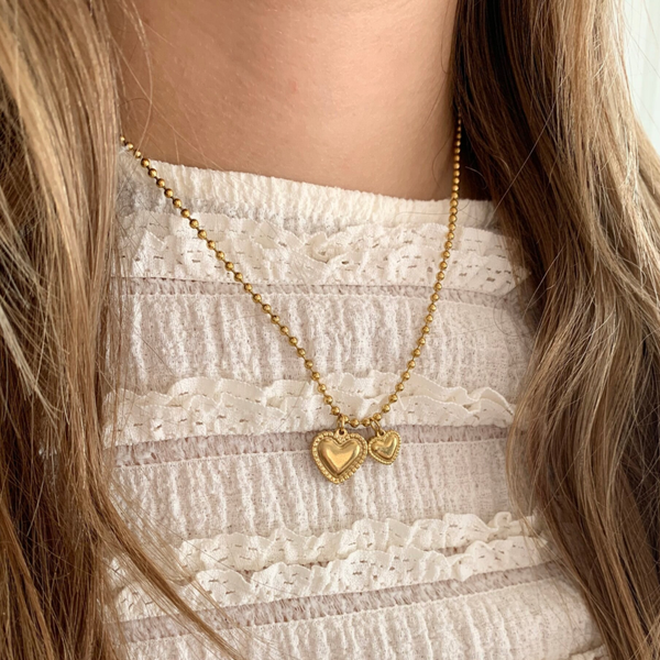 Double heart ketting