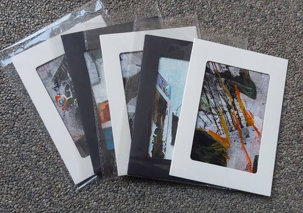Set 3 kunstkaarten, 5 stuks origineel handgemaakt en met passe partout