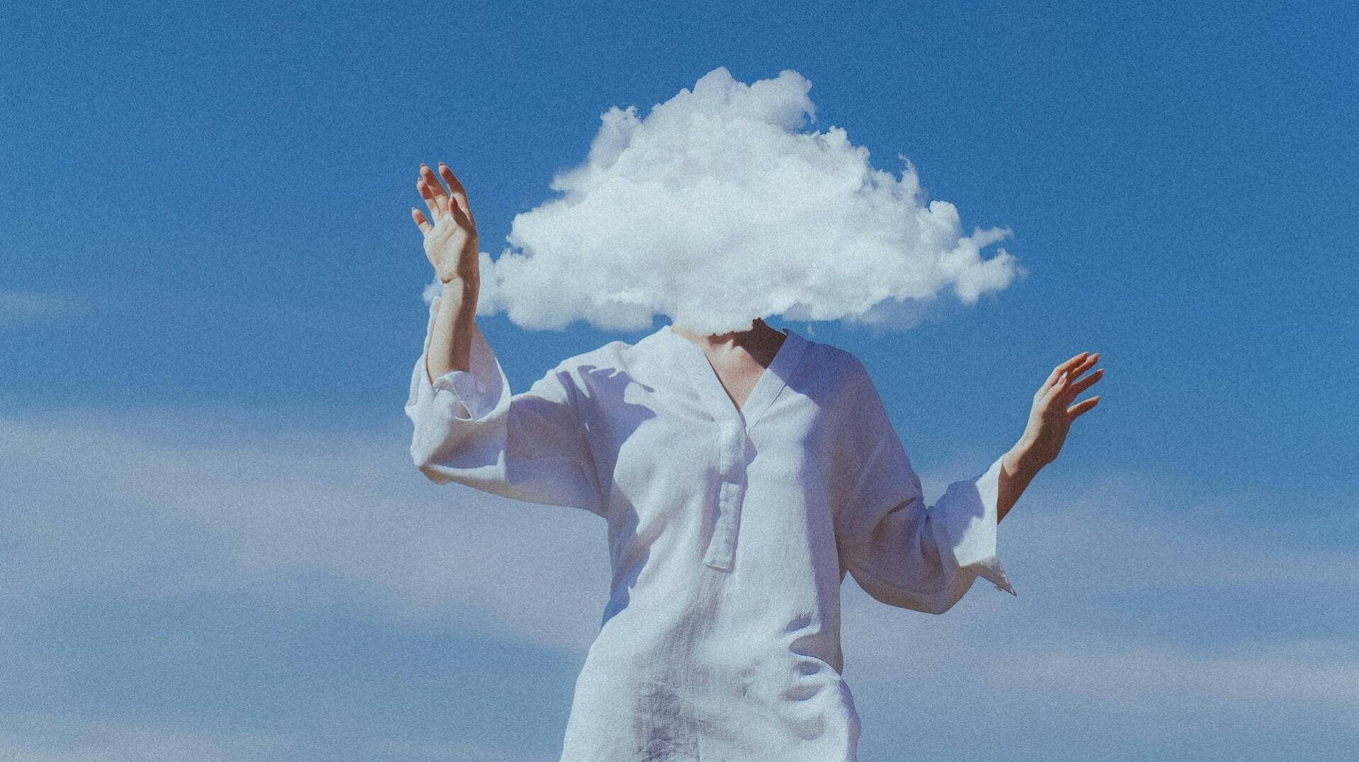 Ladie with her head in the clouds