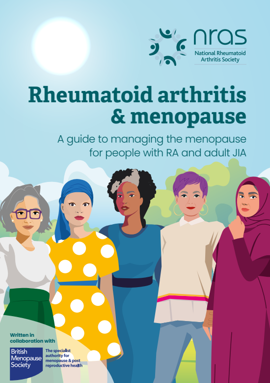 the front cover of the NRAS rheumatoid arthritis & menopause booklet