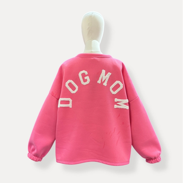 Dogmom sweater pink & white