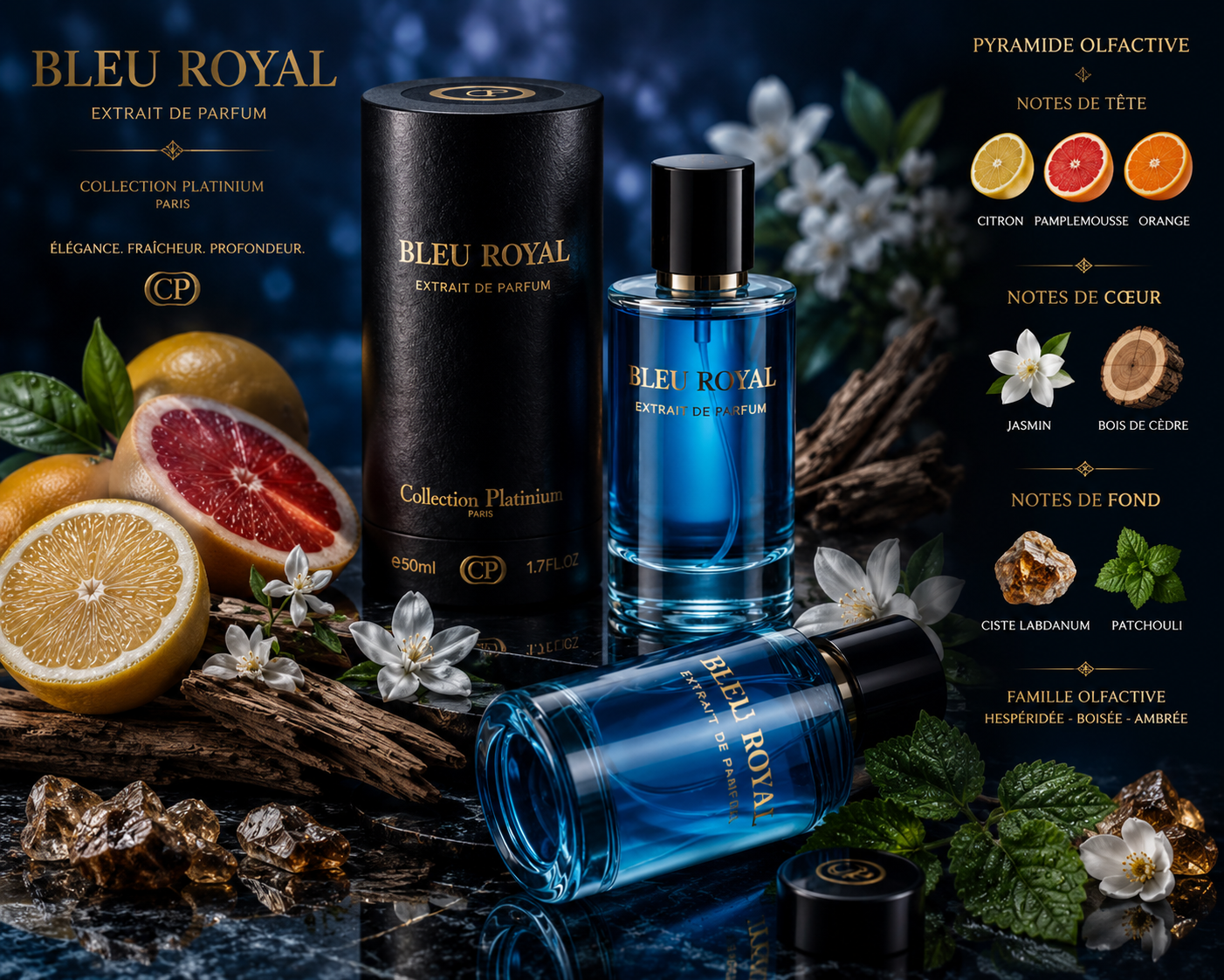 EXTRAIT DE PARFUM HOMME BLEU ROYAL 50ML