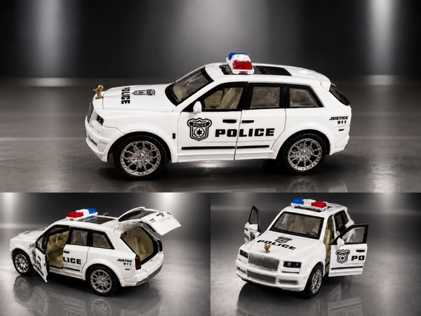 miniature réaliste de police à rétrofriction blanche