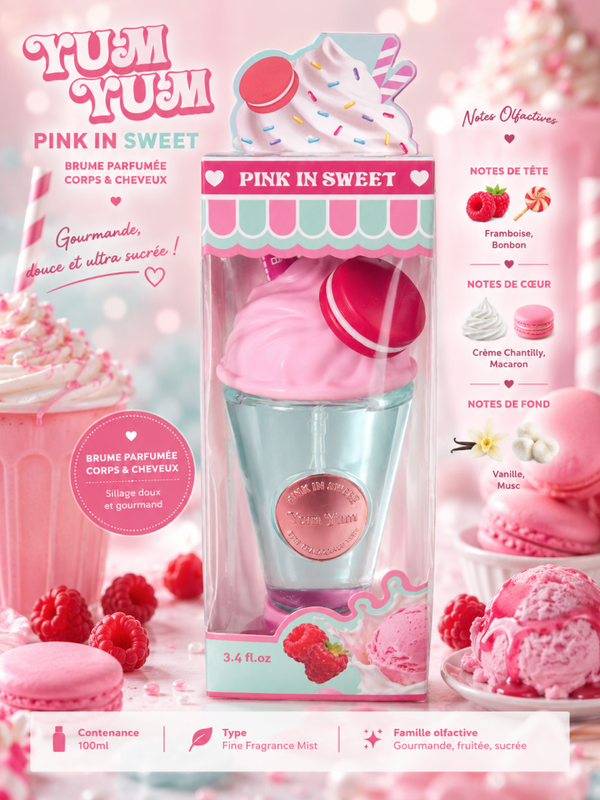 🍓 YUM YUM – PINK IN SWEET  Brume parfumée Corps & Cheveux  100 ml