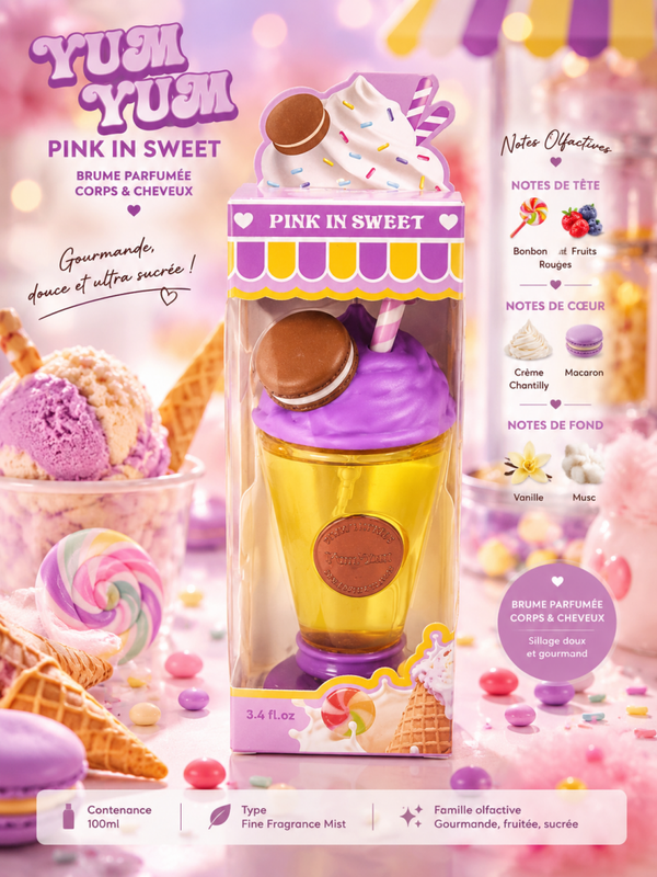 🍬 YUM YUM – PINK IN SWEET | Brume parfumée Corps & Cheveux 100 ml 🍬
