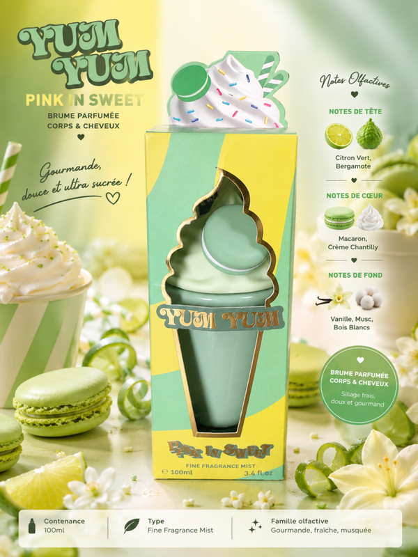 YUM YUM – PINK IN SWEET GREEN | Brume parfumée Corps & Cheveux – 100 ml 🍏