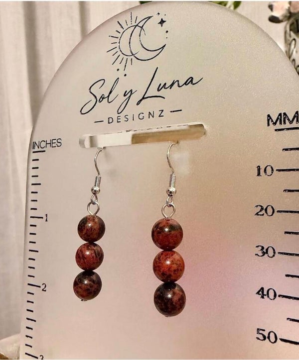 #0173 Mahogany Obsidian Gemstone Earrings