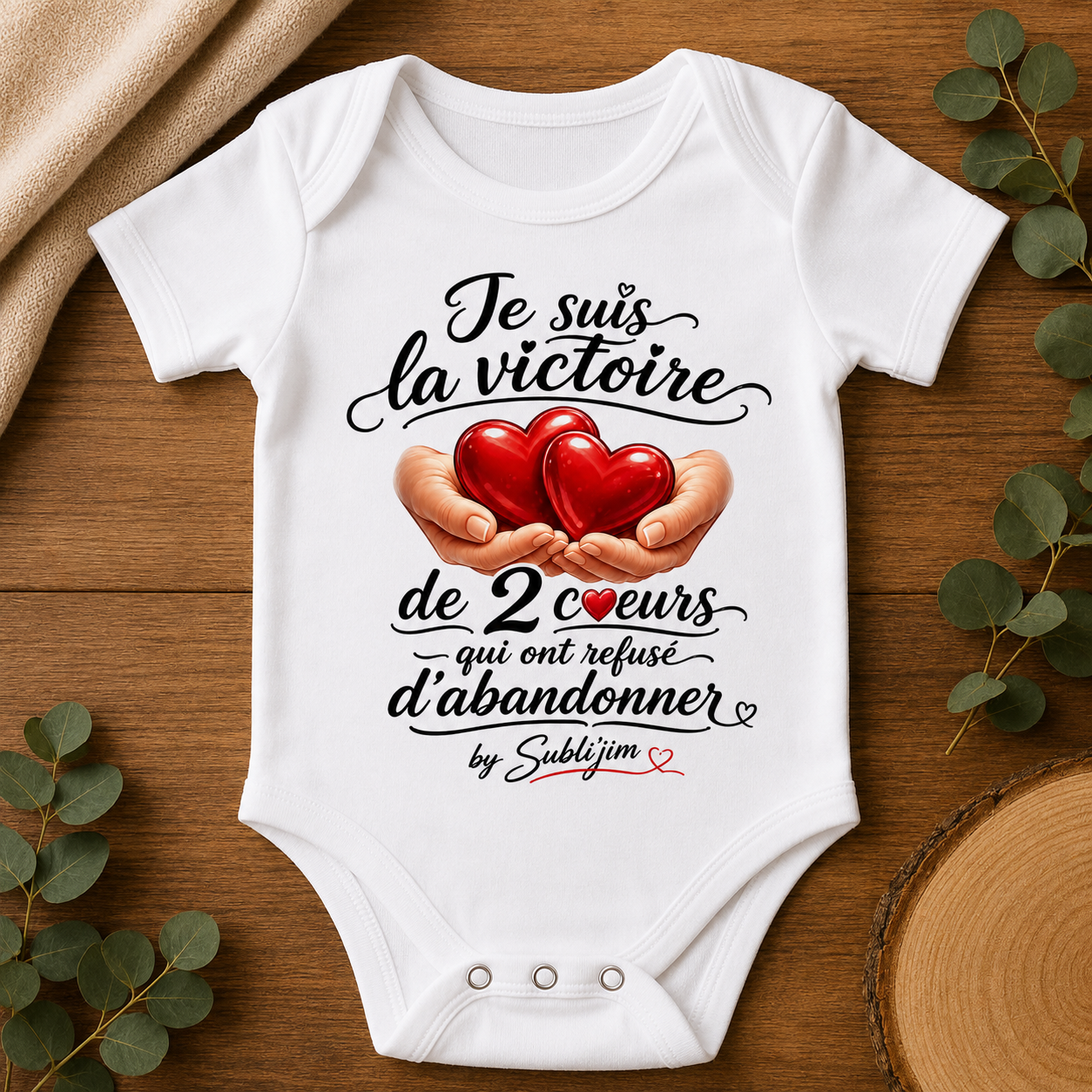 Body bébé “Je suis la victoire de 2 cœurs qui ont refusé d’abandonner” – 6/9 mois