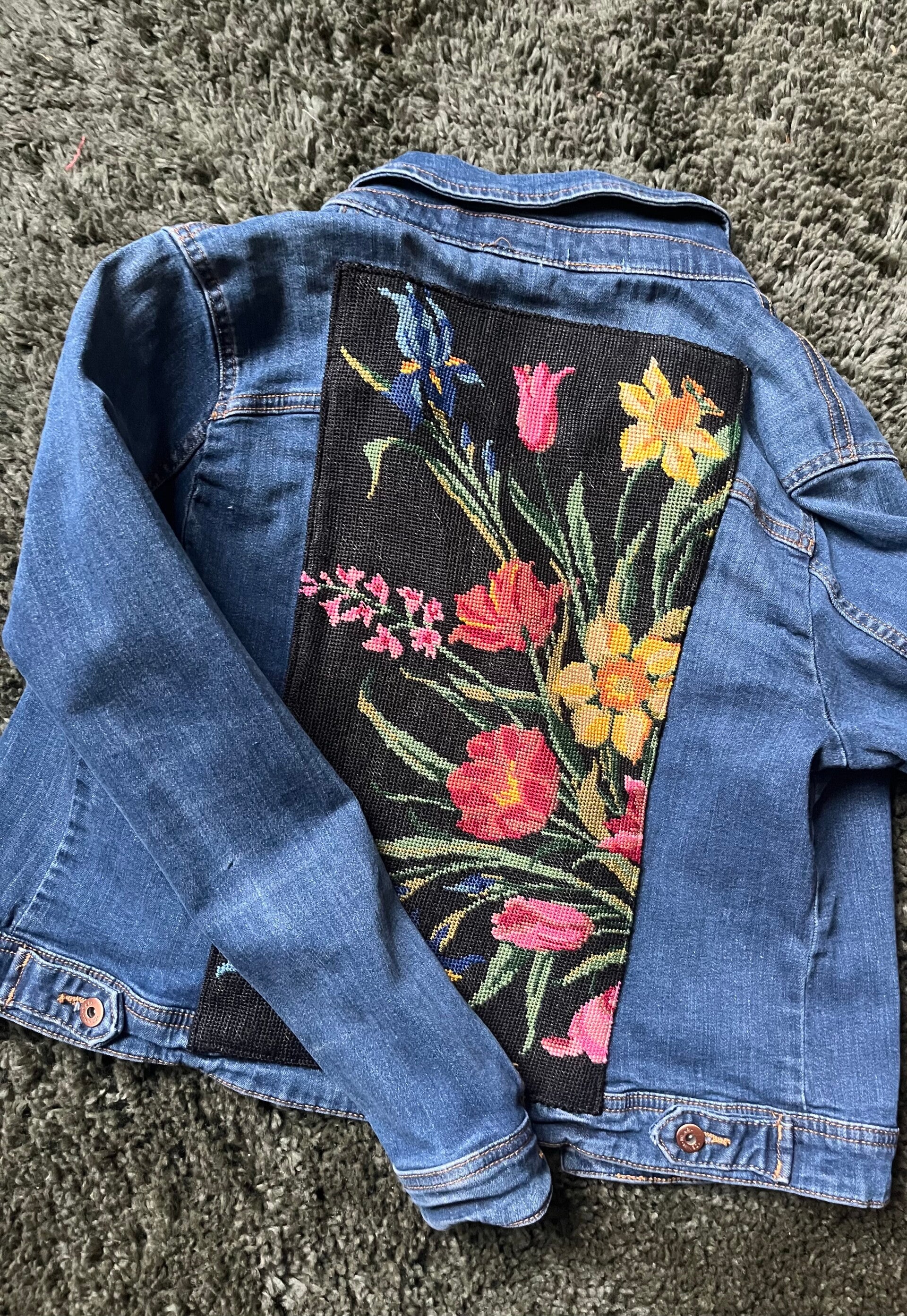 Denim jacket blauw Veldboeket, maat M