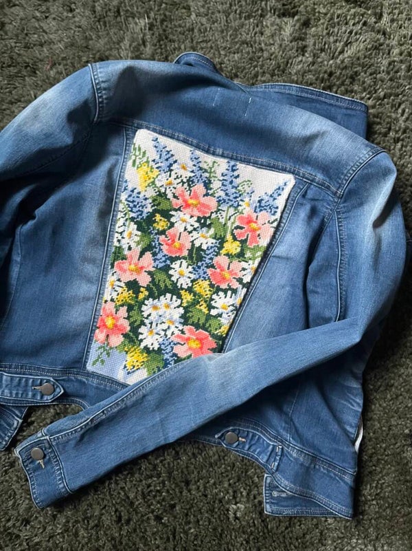 Denim jacket blauw Veldboeket, maat M