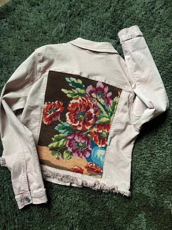 Denim Jacket oudroze Papaver, maat XL/46