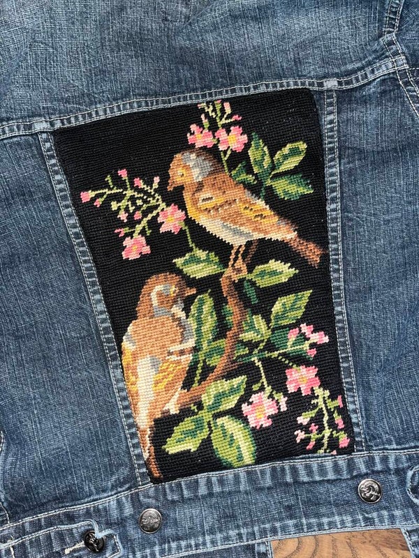 Jas donkerblauw ‘Vogels’ maat M