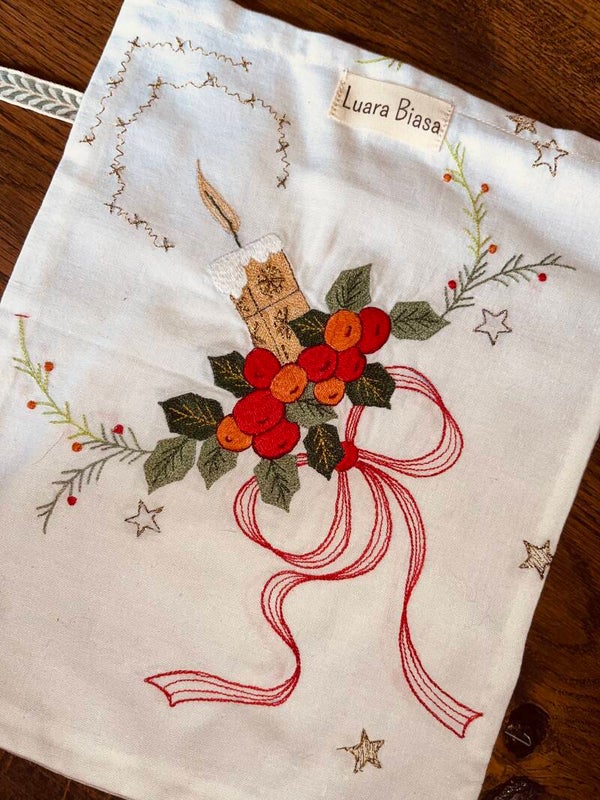 Cadeauverpakking Kerstkrans met kaars