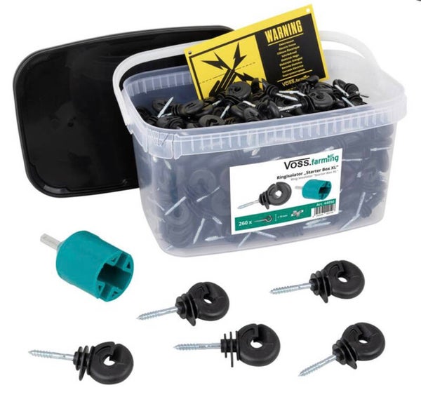 260x VOSS.farming XL box ringisolator met doorlopende kern, met inschroefhulp en waarschuwingsbordje