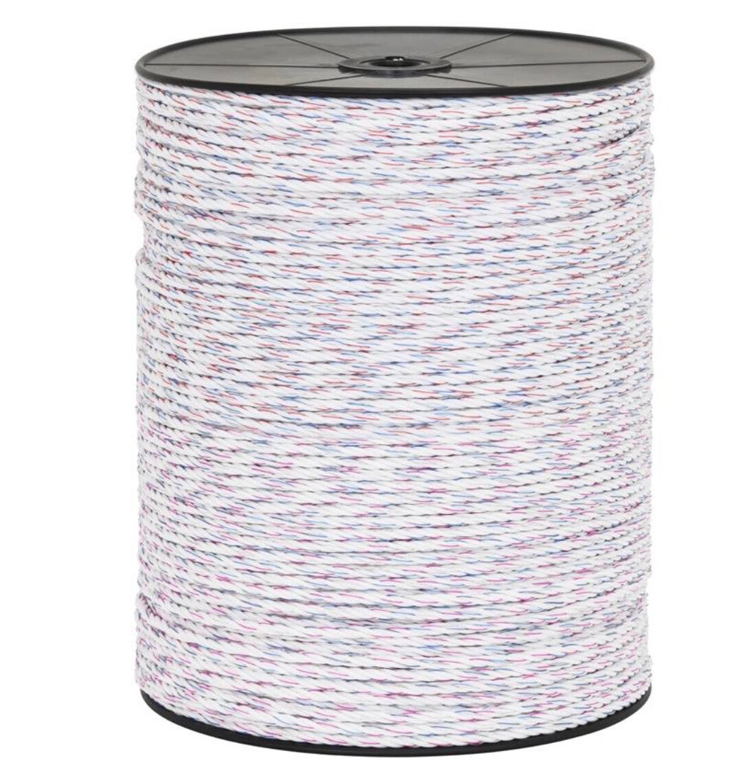 VOSS.farming schrikkoord 200 meter, wit koord met 7x 0,20 RVS geleiders 6mm draad