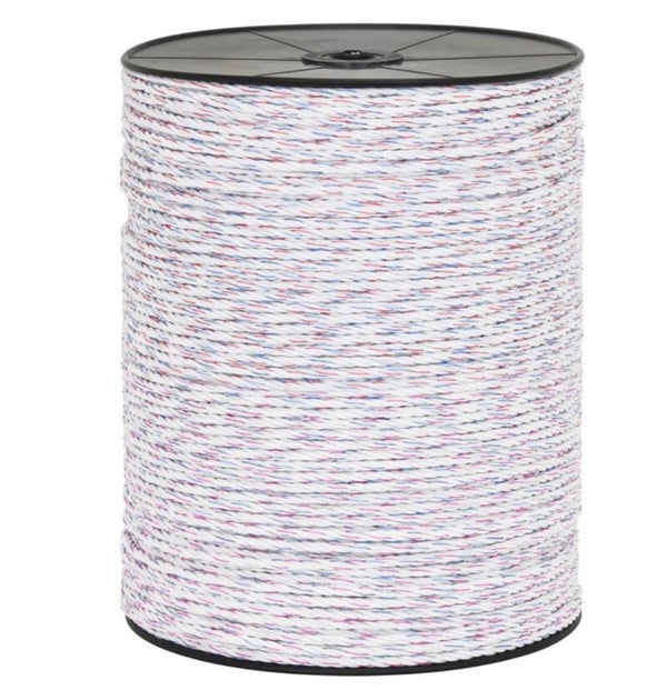 VOSS.farming schrikkoord 200 meter, wit koord met 7x 0,20 RVS geleiders 6mm draad