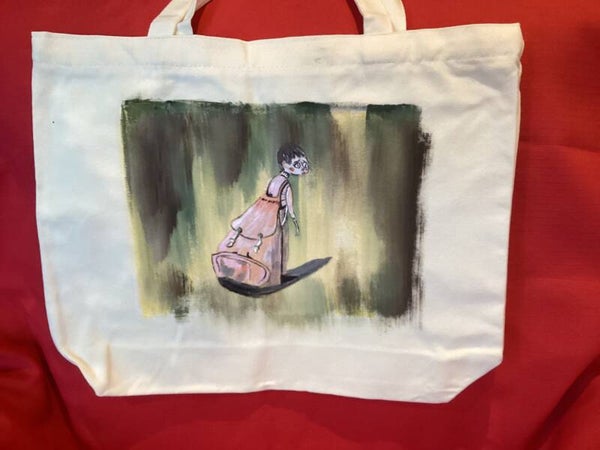 Woman dragging Large Bag