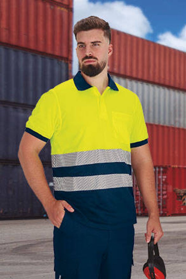 Polo manga corta alta visibilidad rallas
