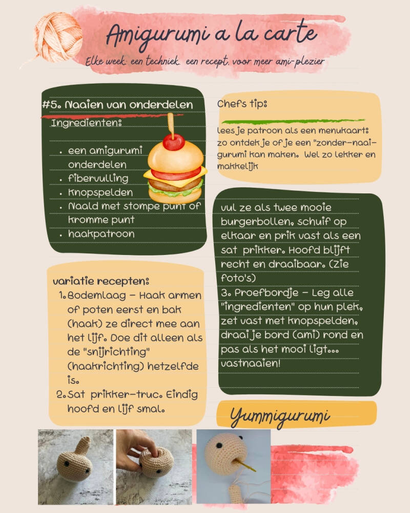 Amigurumi a la carte, hamburger, naaien, vastnaaien, haaktips