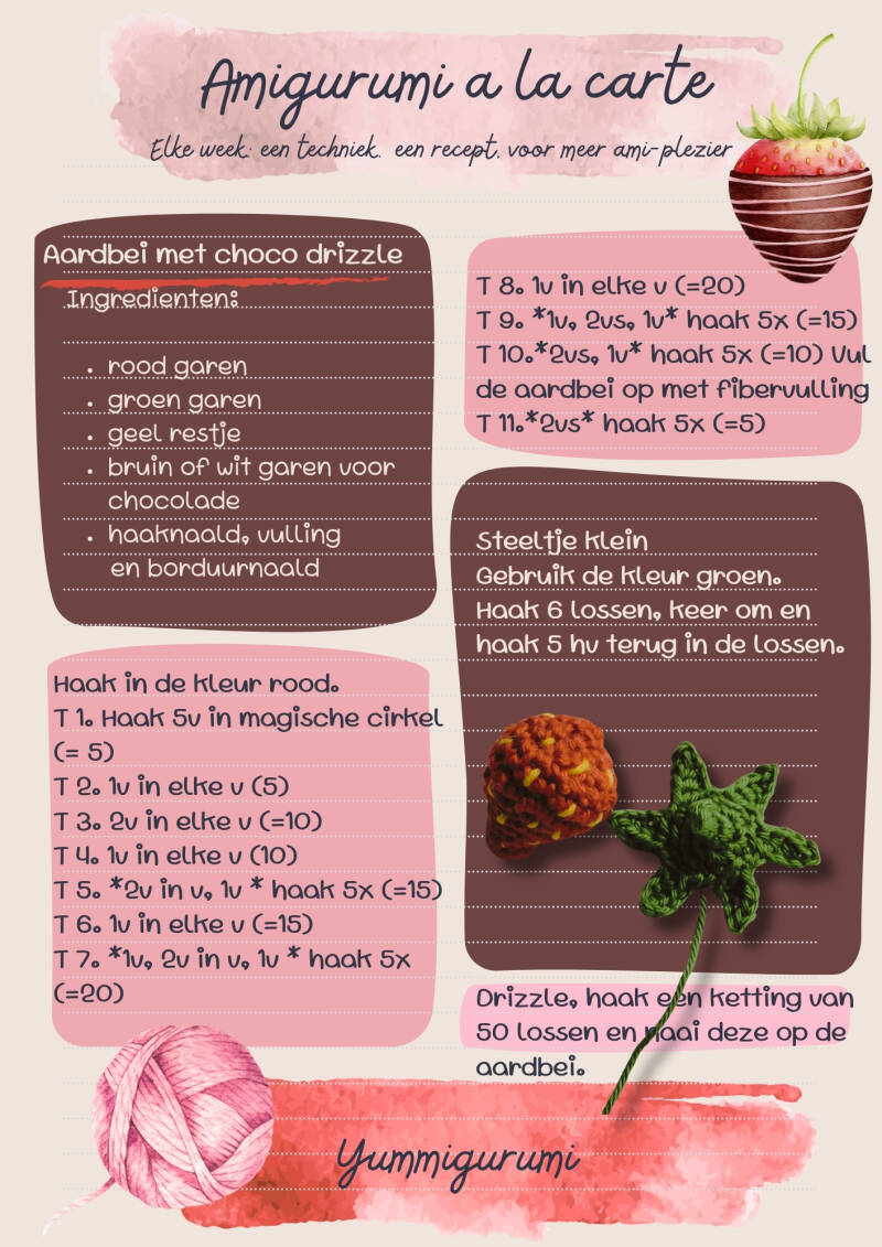 aarbei,haken, chocolade , haakpatroon, gratis