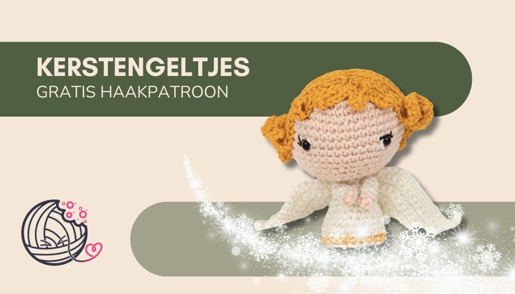 Kerstengel, desktop buddie, kerst, haakpatroon, yummigurumi, amigurumi