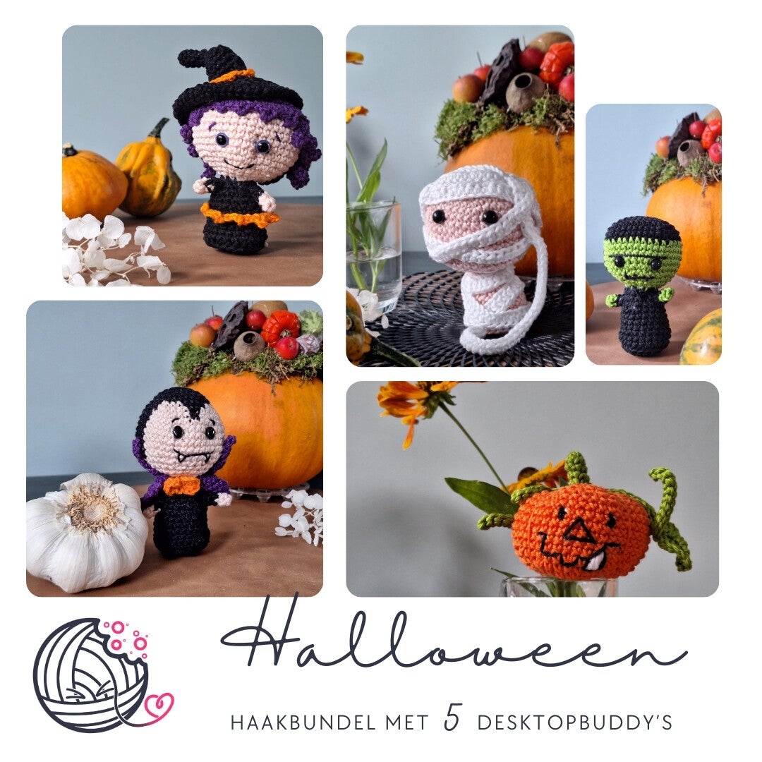 halloween, haakbundel, desktopbuddy, heks, dracula, mummie, pompoen, slinger, frankenstein, yummigurumi, download