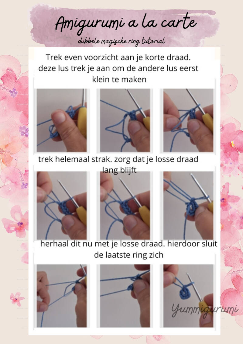 Fotos stappen, magischre ring haken in stsppen,myummigurumi, haaktip