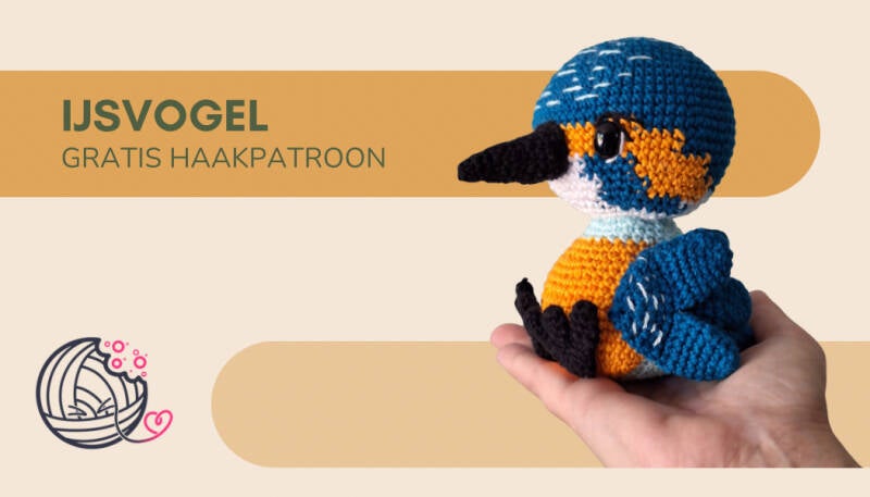 Ijsvogel, haakpatroon, yummigurumi