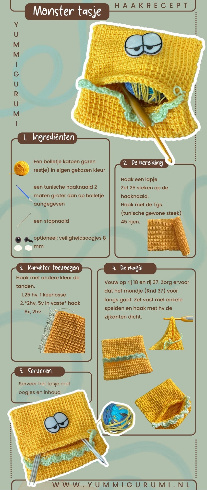 haakpatroon monster, tunisch haakpatroon, gratis haakpatroon, yummigurumi