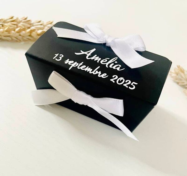 Boîte à dragées rectangulaire | ruban en satin