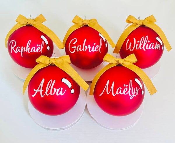 Boule de Noël personnalisée avec ruban texturé